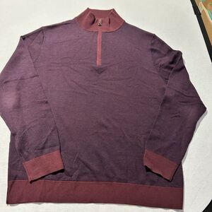 Brooks Brothers 100% Extra Fine Merino Wool 1/4 Zip Sweater in Purple Size XL